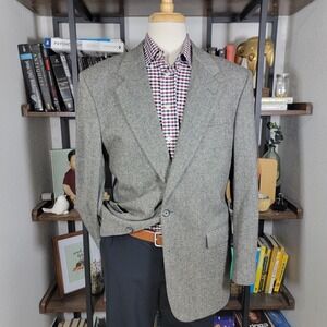 John Alexander HARTMARX Men's Tweed Sport Coat Blazer Two Button‎ Gray Wool 42L